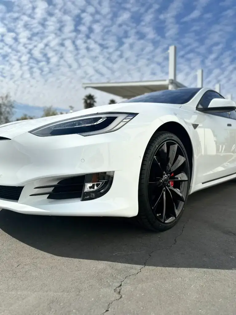2016 Tesla model S after paint protection, film removal and full front PPF reinstallation at CDA auto styling