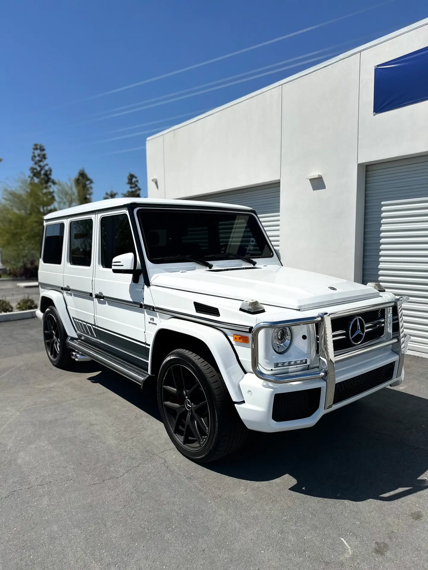 2018 Mercedes AMG G63 with full front clear bra paint protect protection film installed by CDA auto styling in Riverside CA
