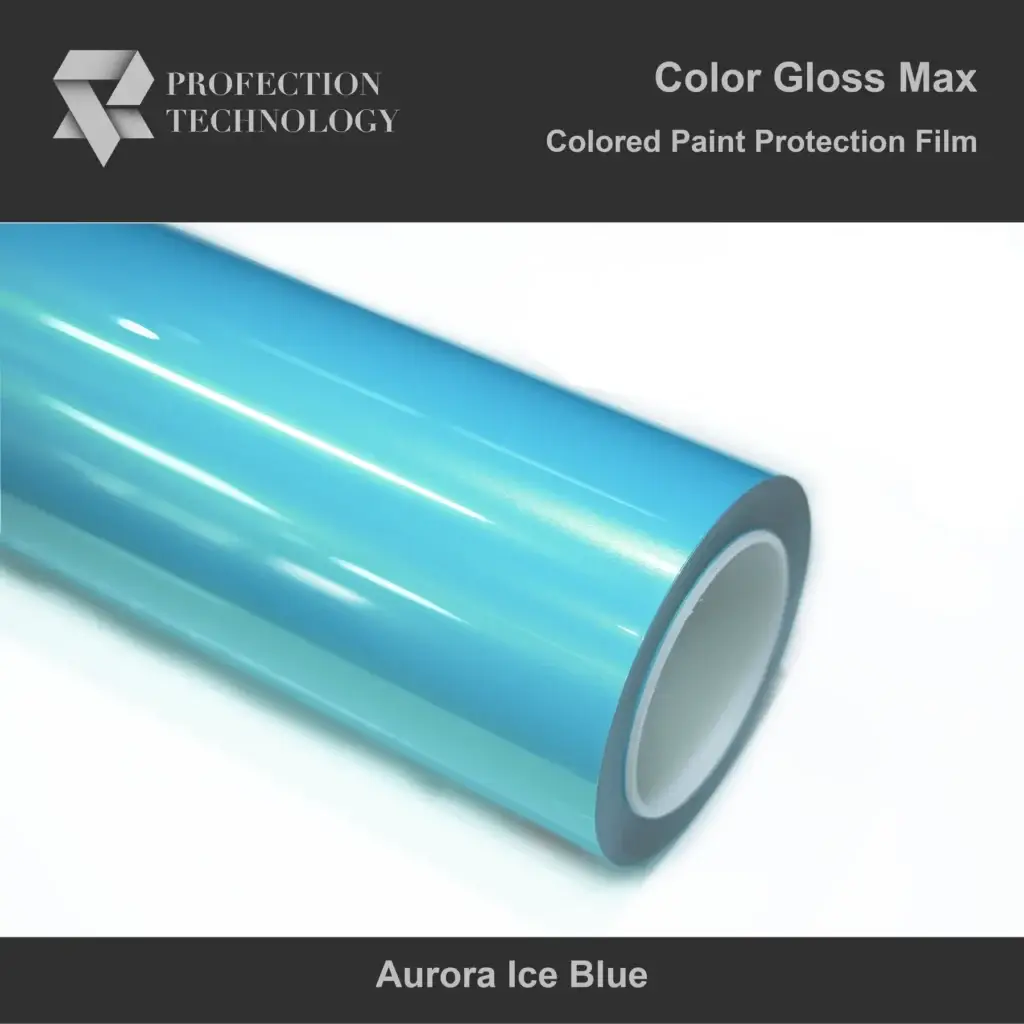 roll of Max gloss Aurora ice blue paint protection film from Profection technology