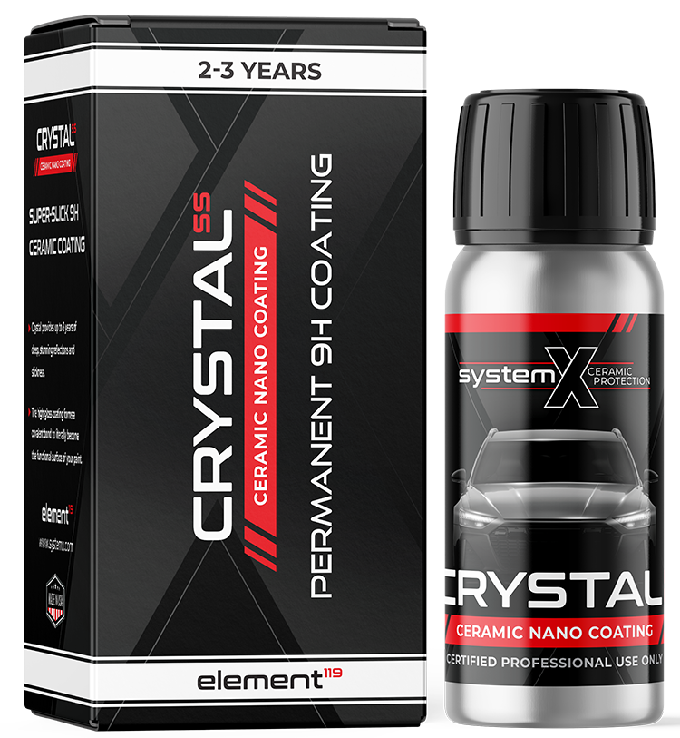 System X crystal SS 65 ML ceramic coating bottle and packaging for automotive protection