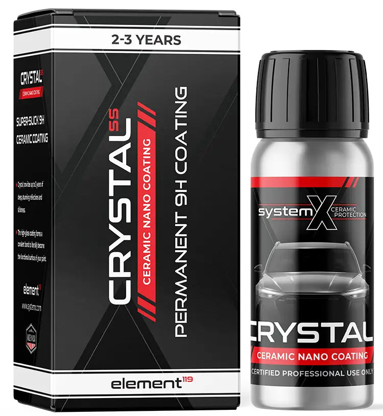 System X crystal SS 65 ML ceramic coating bottle and packaging for automotive protection